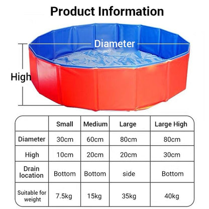 Foldable dog pool Stevvex PVC outdoor bath tub with orange exterior and blue interior on Tampa Home & Garden Store