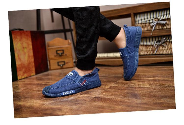 Summer slip-on men's casual loafers, blue canvas by Stevvex on Tampa Home & Garden Store