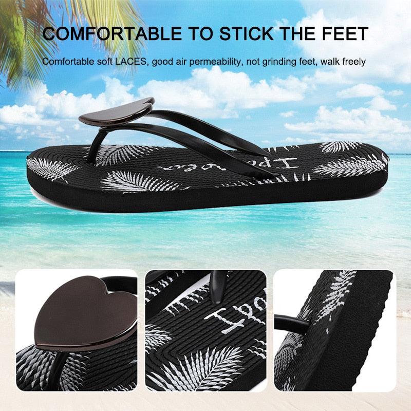 Stevvex black palm-leaf print flip flops, open-toe thong sandals with arch support on Tampa Home & Garden Store