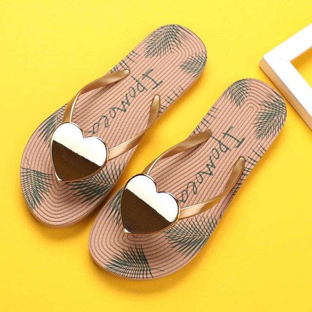 Stevvex pink open-toe sandals with heart charm, palm-leaf footbed pattern, arch-support heel cup on Tampa Home & Garden Store