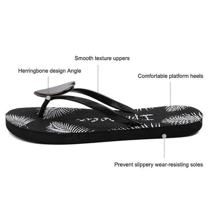 Stevvex black palm-leaf print thong flip flops with arch support and non-slip soles on Tampa Home & Garden Store