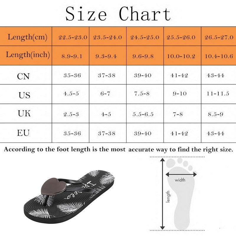 Stevvex women's black flip flops with white palm leaf print, heart-shaped thong strap on Tampa Home & Garden Store