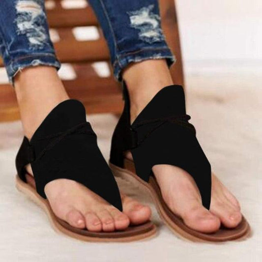 Womens black open-toe platform sandals with tan sole, casual summer beach slides on Tampa Home & Garden Store
