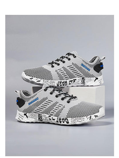 Stevvex Summer Sport sneakers for men in white gray air mesh with black laces and foam sole pair on Tampa Home & Garden Store