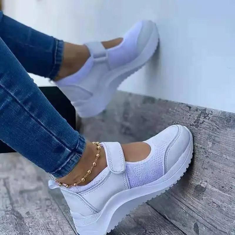 Stevvex sneakers ALU35366HUJ, white mesh casual pair with Velcro strap on Tampa Home & Garden Store