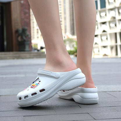 Stevvex white platform garden clogs with heel strap slip-on beach sandals outdoors on Tampa Home & Garden Store