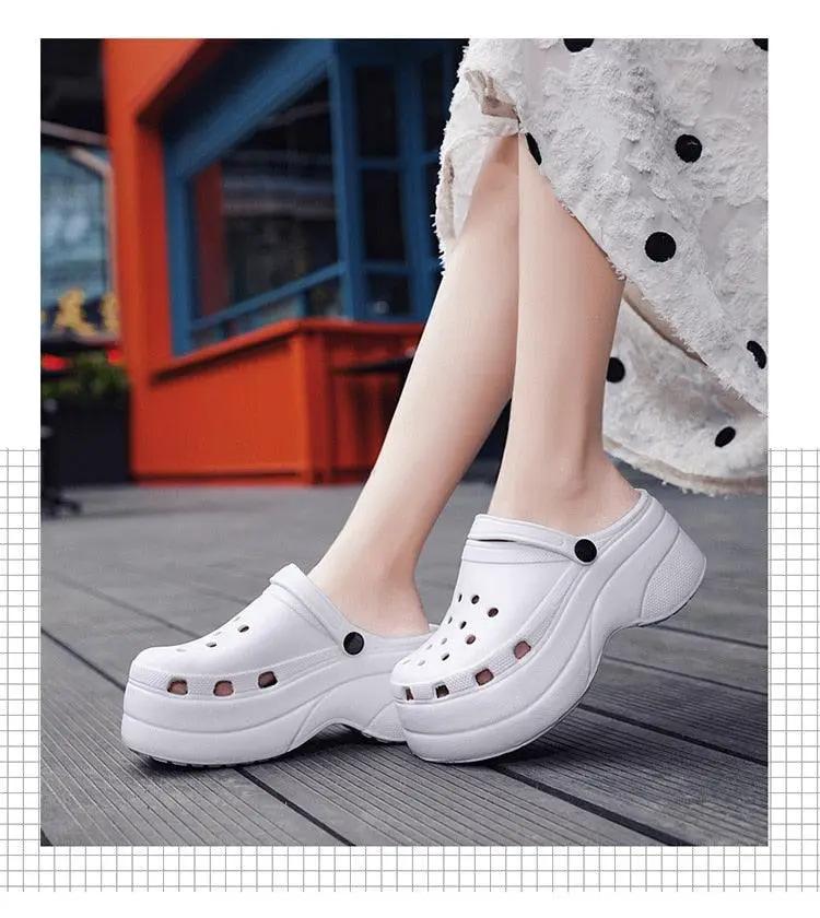 Summer Women Clogs Quick Dry Rainbow Tie Wedges