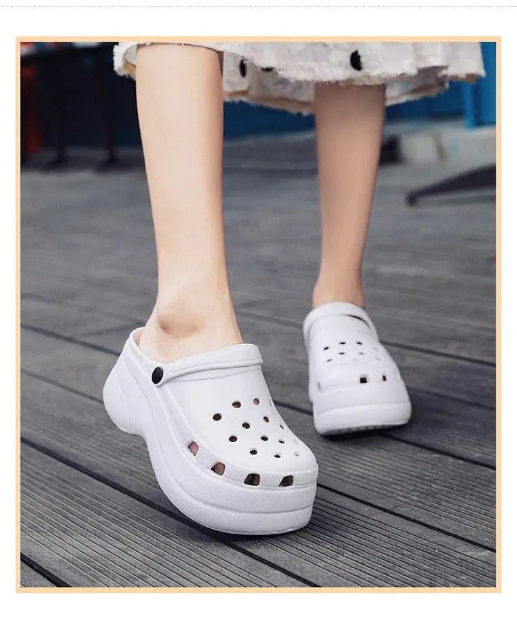 Summer Women Clogs Quick Dry Rainbow Tie Wedges