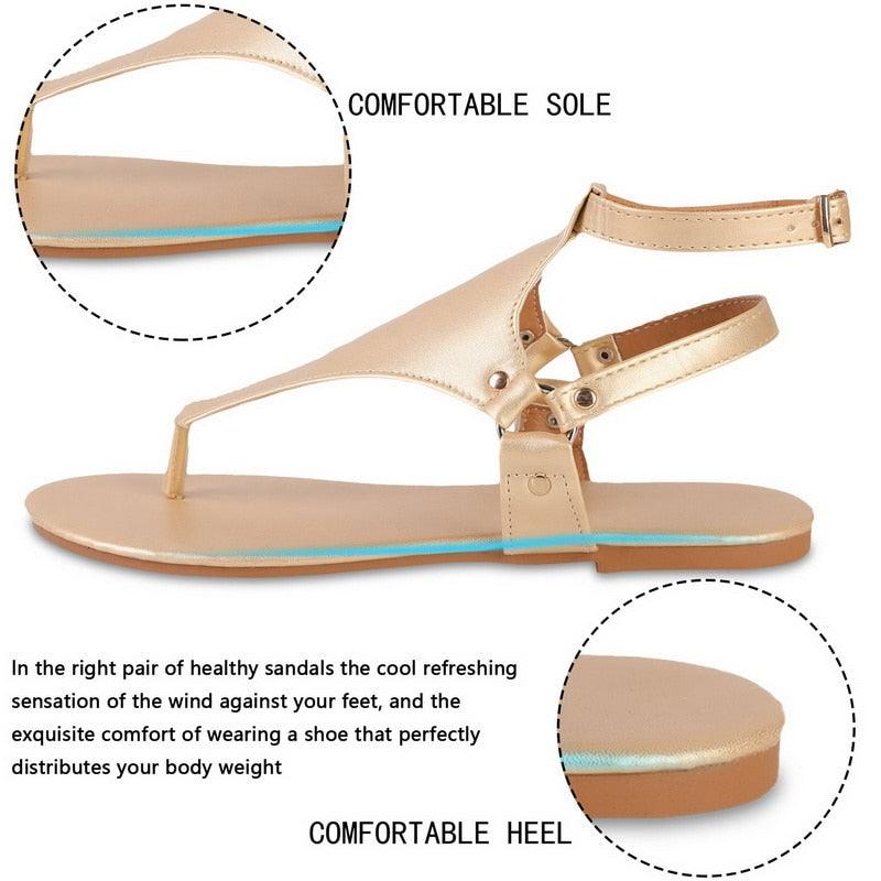 Stevvex Summer Women's Sandals open-toe metallic beige with ankle buckle strap on Tampa Home & Garden Store