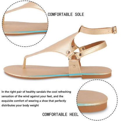 Stevvex Summer Women's Sandals open-toe metallic beige with ankle buckle strap on Tampa Home & Garden Store