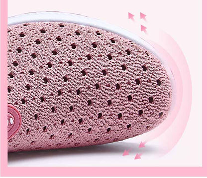 Stevvex pink breathable mesh espadrille sneakers, slip-on lightweight walking shoes for women on Tampa Home & Garden Store