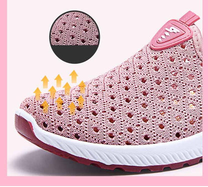 Stevvex pink breathable mesh espadrille sneakers, slip-on, non-slip walking shoes for women on Tampa Home & Garden Store