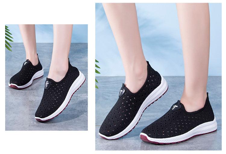 Stevvex breathable mesh sneakers pair in black with white midsole and pink outsole on Tampa Home & Garden Store