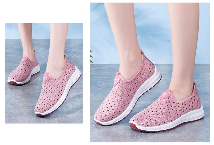 Stevvex pink mesh sneakers slip-on espadrille style for women comfortable walking shoes on Tampa Home & Garden Store