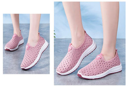 Stevvex pink mesh sneakers slip-on espadrille style for women comfortable walking shoes on Tampa Home & Garden Store