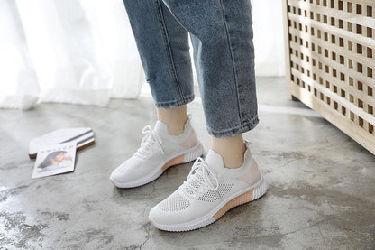Stevvex white mesh sneakers with breathable upper and peach sole accents on Tampa Home & Garden Store