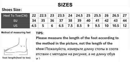 Sneaker size chart with heel-to-toe cm, EU/US sizes and foot-measurement tips on Tampa Home & Garden Store