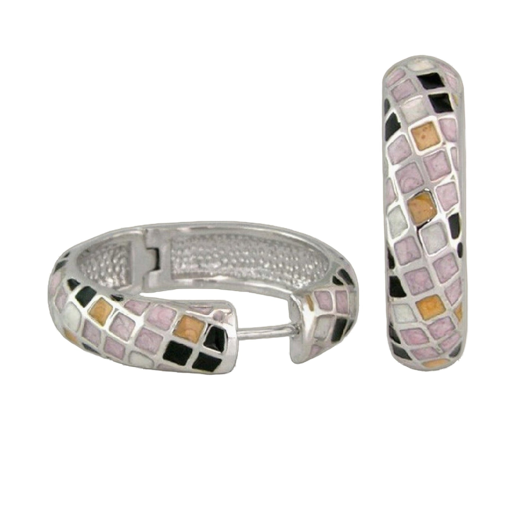 Sundial enamel hoop earrings mosaic lavender pink tiles 2 pcs Lauren G Adams on Tampa Home & Garden Store