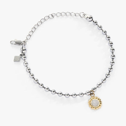 Sunflower Ball Chain Bracelet With Crystal Charm