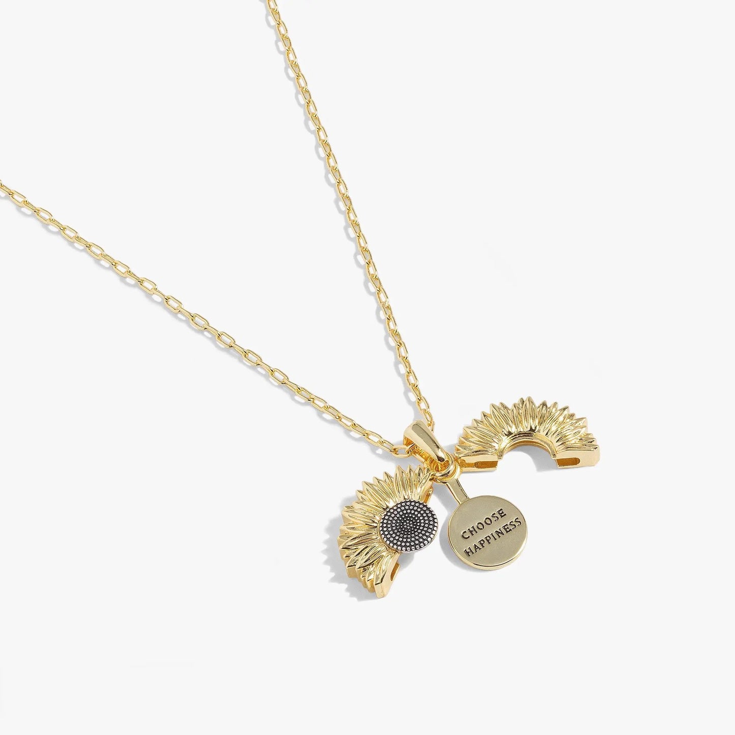Sunflower Choose Happiness Mantra Necklace