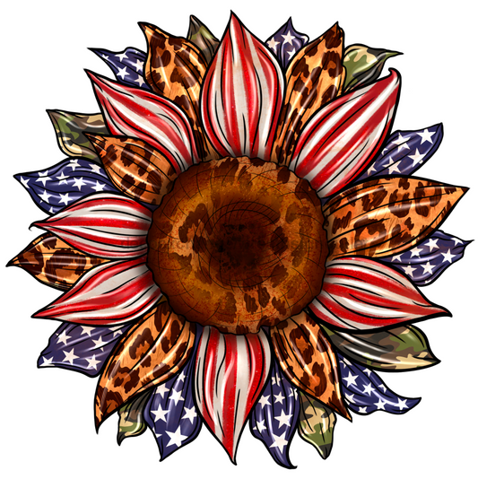 Sunflower, Patriotic Flower, Animal Print Flower, wood sign, Door Hanger, DECOE-W-095-DH - Tampa Home & Garden Store
