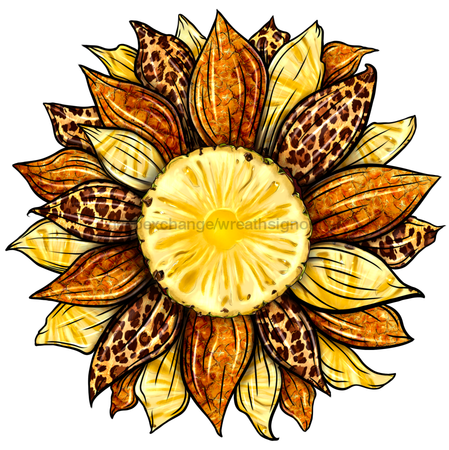 Sunflower, Pineapple Sunflower, Animal Print Flower, wood sign, DECOE-W-085