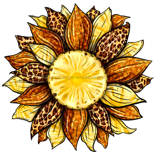 Sunflower, Pineapple Sunflower, Animal Print Flower, wood sign, DECOE-W-085