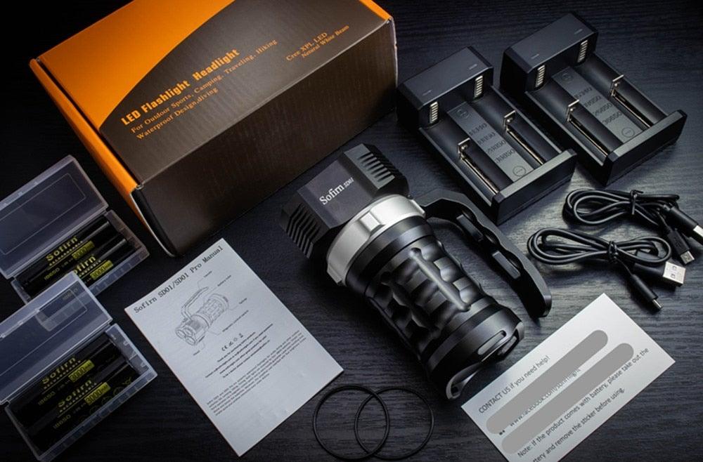 Diving LED flashlight by Stevvex with magnetic control switch rugged black body on Tampa Home & Garden Store