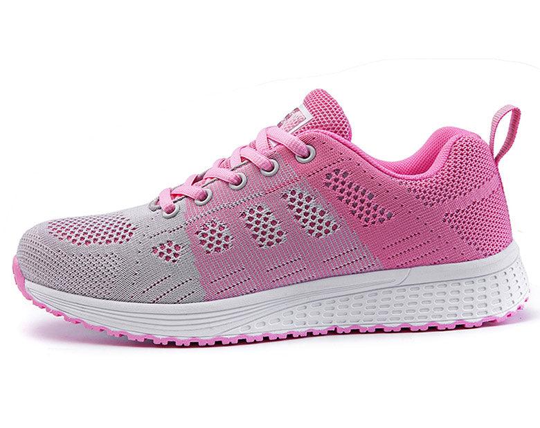 Stevvex Super Light Sneakers pink gray mesh breathable casual walking shoes non-slip sole on Tampa Home & Garden Store