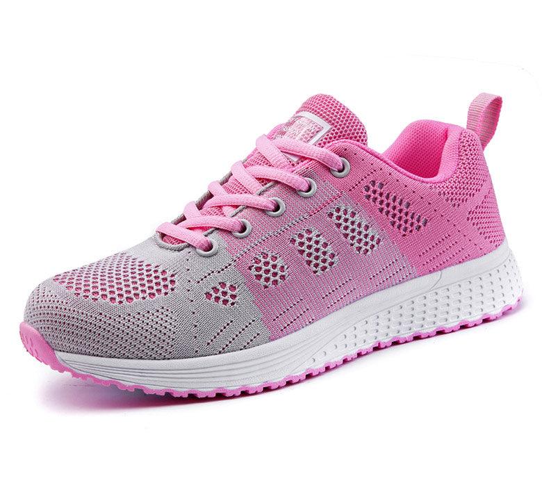 Stevvex Super Light Womens Sneakers pink gray knit upper breathable non-slip walking shoes on Tampa Home & Garden Store