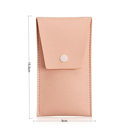 Stevvex 8-piece mini travel makeup brush case in blush pink faux leather with snap flap on Tampa Home & Garden Store