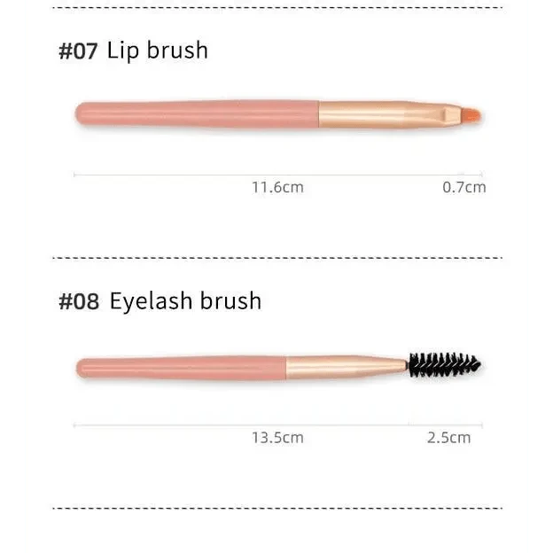 Pink travel makeup brushes lip and eyelash brush 2-piece set on Tampa Home & Garden Store
