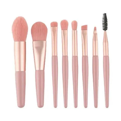 8Pcs Stevvex makeup brush set with pink handles and rose-gold ferrules for face eyes on Tampa Home & Garden Store