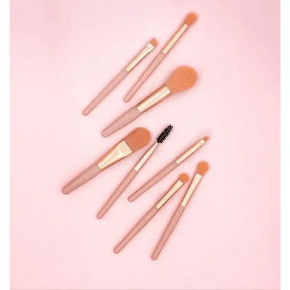 Stevvex 8pc travel makeup brush set with rose-gold handles and bristles for powder and blush on Tampa Home & Garden Store