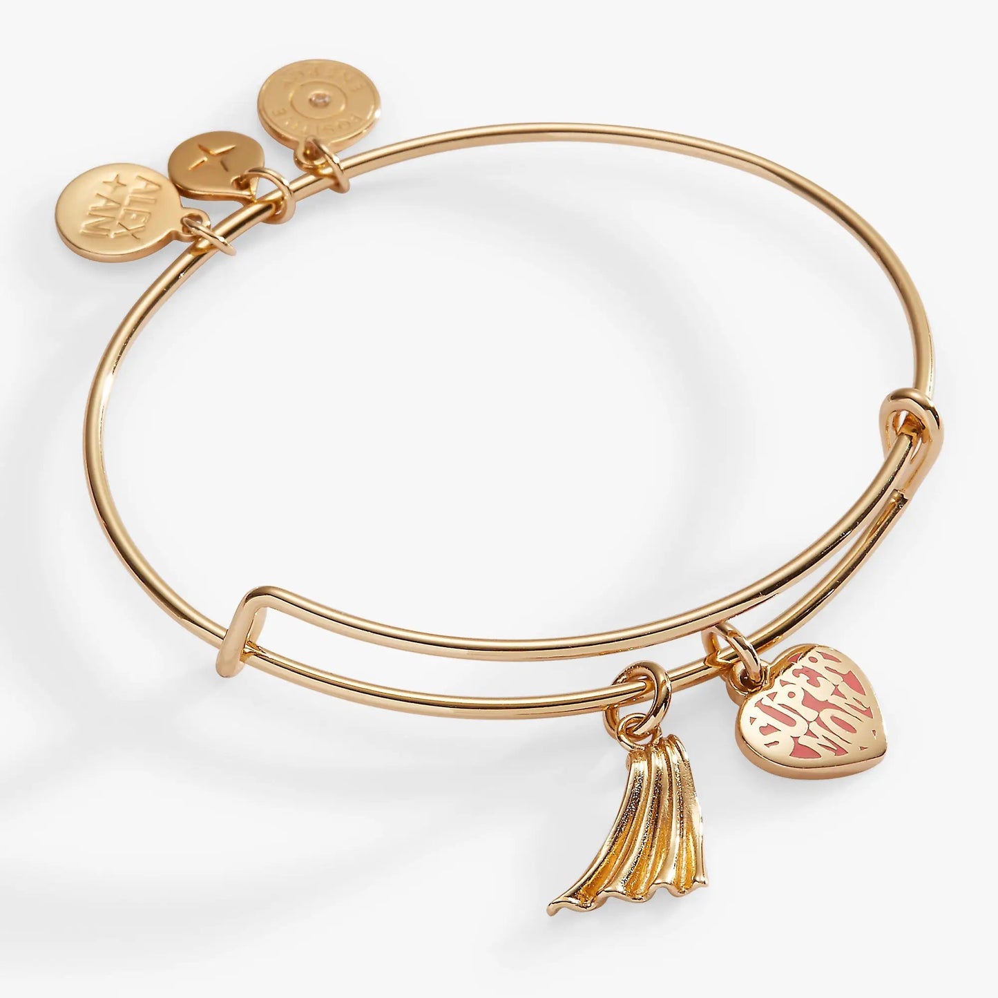 Super Mom heart and cape charm bangle in rose-gold tone by Alex and Ani with tassel on Tampa Home & Garden Store