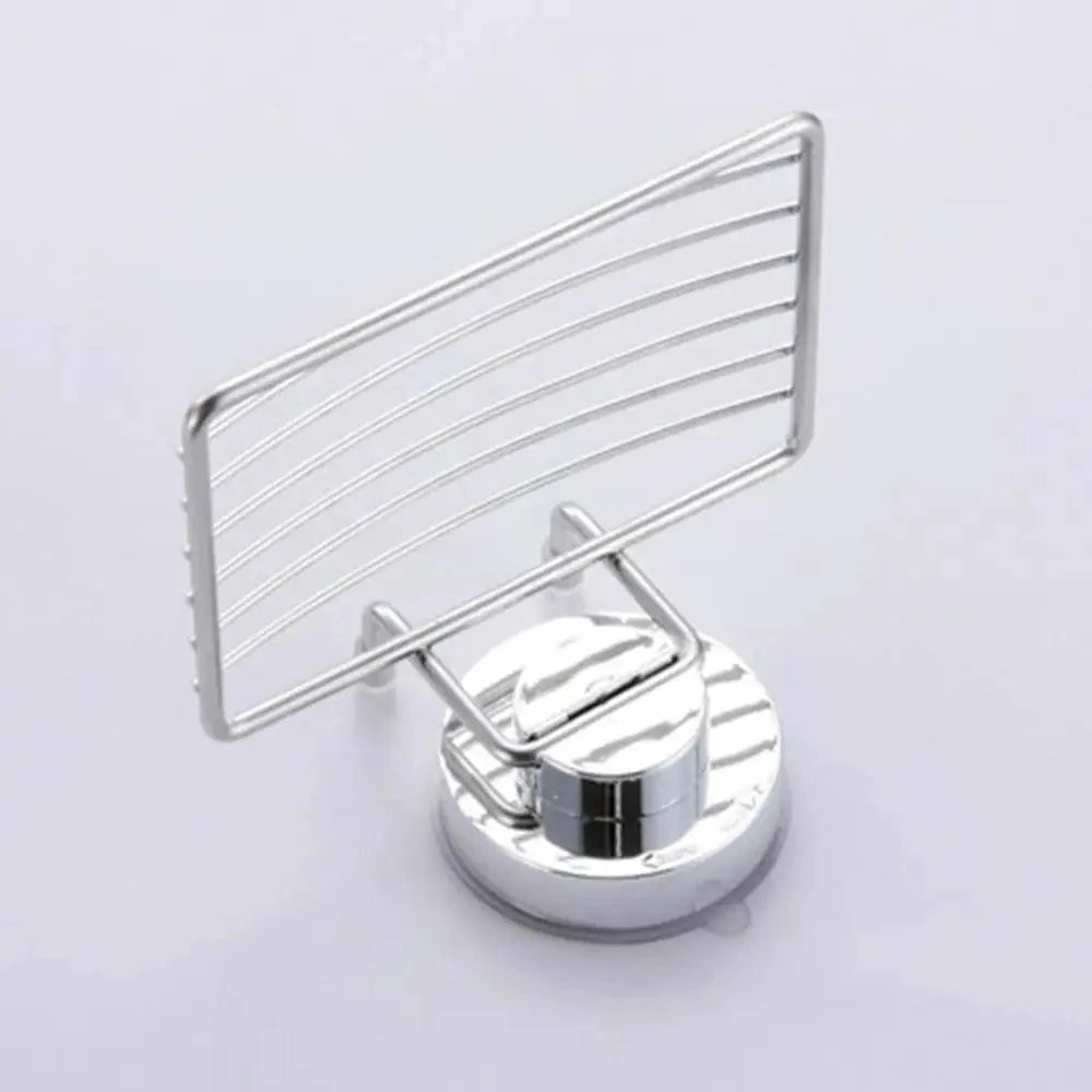 Stevvex stainless steel wall-mounted soap dish with vacuum suction base and wire rack on Tampa Home & Garden Store