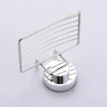Stevvex stainless steel wall-mounted soap dish with vacuum suction base and wire rack on Tampa Home & Garden Store
