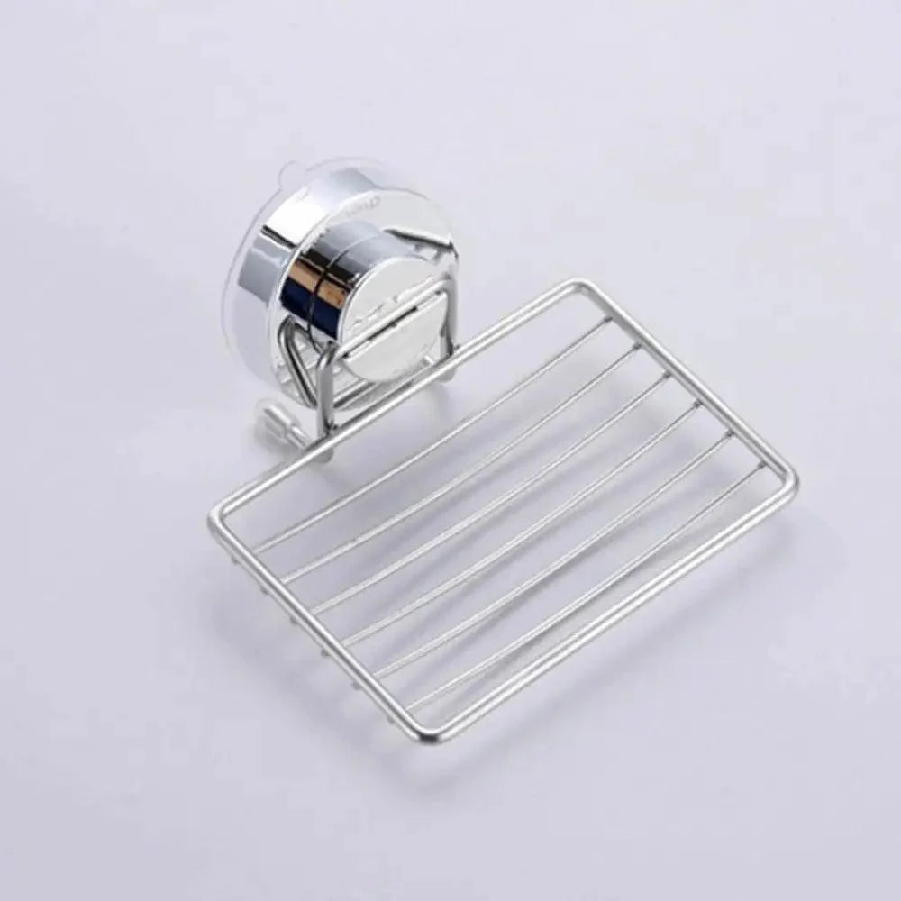 Stevvex stainless steel wall-mounted soap holder with vacuum suction and chrome finish on Tampa Home & Garden Store