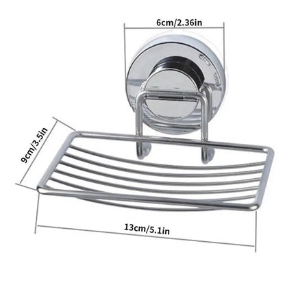 Stevvex stainless steel wall-mounted soap holder with vacuum suction cup and wire shelf on Tampa Home & Garden Store