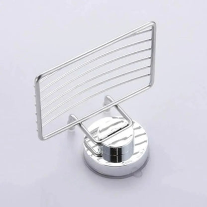 Stevvex stainless steel wall-mounted vacuum suction soap holder with dish and rack on Tampa Home & Garden Store