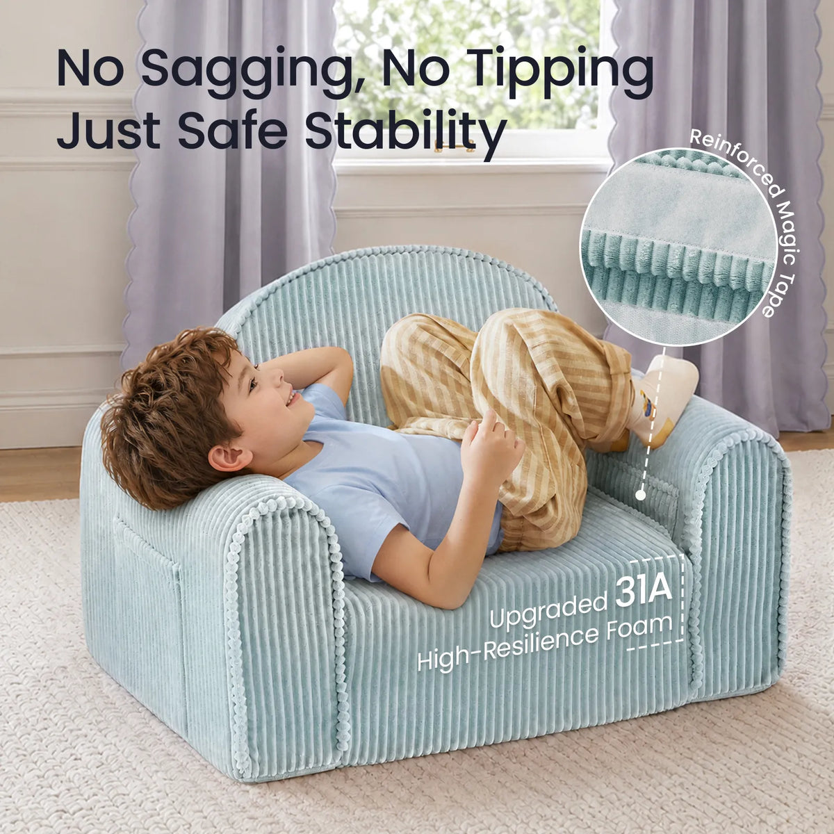 Tiny Land INC GentleSnug Corduroy Kid Chair, light blue play sofa for kids on Tampa Home & Garden Store
