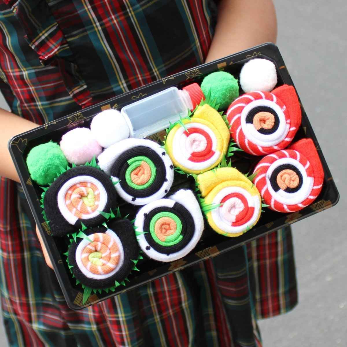Shaketea Sushi Socks 4-Pair Box Set, colorful sushi roll crew socks in premium soft blend on Tampa Home & Garden Store