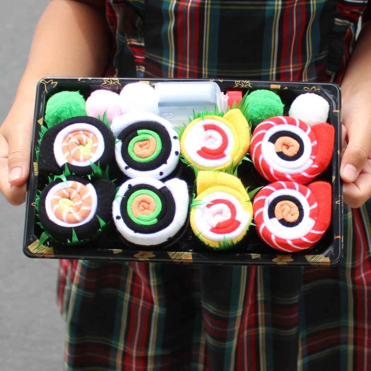 Sushi Socks 4 Pair novelty box set by Shaketea; colorful sushi roll design crew socks on Tampa Home & Garden Store