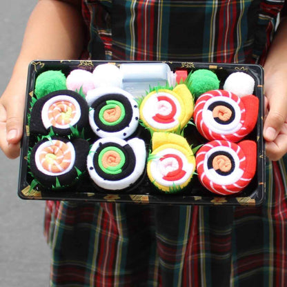 Sushi Socks 4 Pair novelty box set by Shaketea; colorful sushi roll design crew socks on Tampa Home & Garden Store