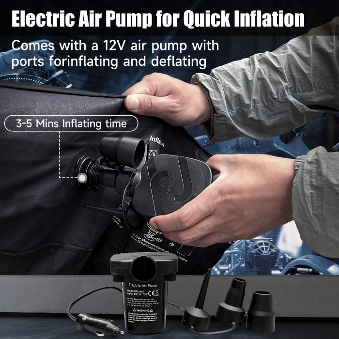 SUV air mattress by Dikasun Outdoor with upgraded flocking and thick Oxford surface, black on Tampa Home & Garden Store