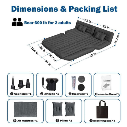 Umbrauto SUV air mattress black for car camping with 1 air pump, 2 repair pads, 2 pillows and 1 bag on Tampa Home & Garden Store