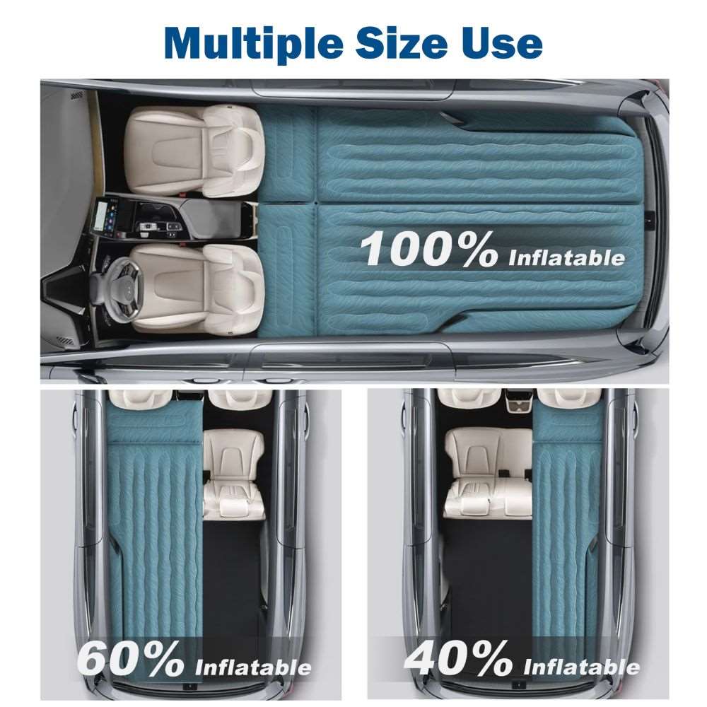 Umbrauto SUV Air Mattress 1.0 Slate, blue 100% inflatable bed for car camping three views on Tampa Home & Garden Store