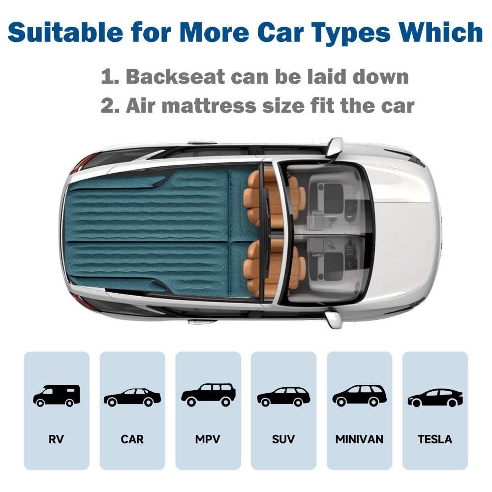 Umbrauto SUV Air Mattress 1.0 Slate blue for car camping in SUV cargo area on Tampa Home & Garden Store