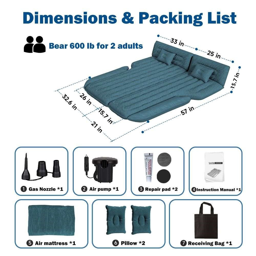 Umbrauto SUV air mattress 1.0 slate with pump, 2 repair pads, 2 pillows, bag for camping on Tampa Home & Garden Store
