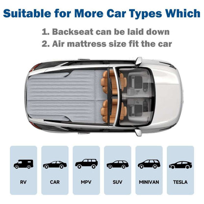 Umbrauto SUV air mattress 1.0 gray laid across car interior top view, fits SUV and more on Tampa Home & Garden Store